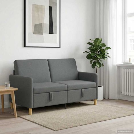 Canapé 2 places avec rangement gris foncé en polyester 152 x 78 x 87 cm, 24.9kg - PANGIVO (1/5)