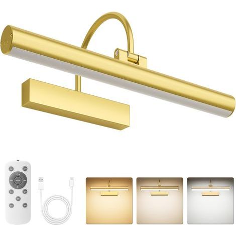 Wiederaufladbare Wandleuchte mit Fernbedienung, dimmbar, drei Farbtemperaturen, Timer und Speicherfunktion – Gold (1/5)