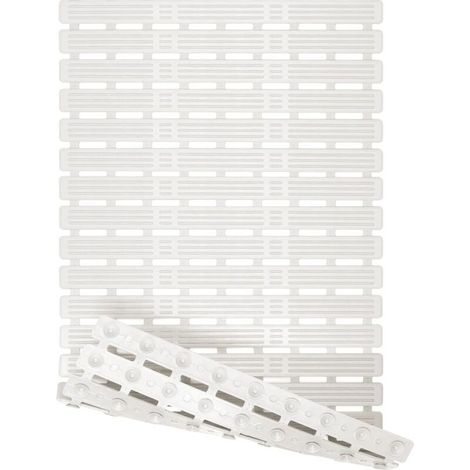 Tapis de salle de bain antidérapant, long et pliable, pour salle de douche, anti-lutte/9040cm, blanc pur tapis de sol à ventouse (1/5)