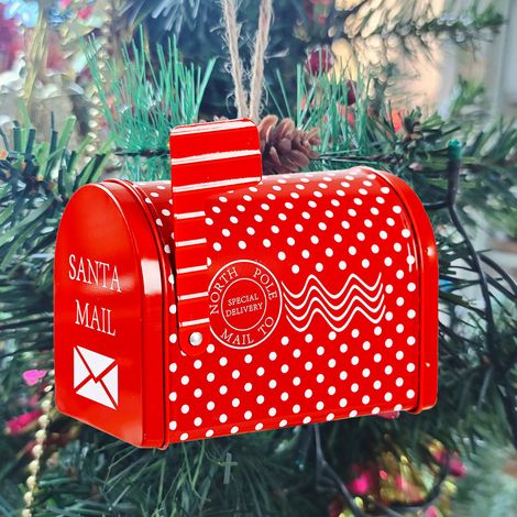 Boîte aux lettres de Noël en fer, boîte cadeau pour enfants en fer, boîte à enveloppes, décorations de Noël pour la maison, le jardin et l'extérieur (1/5)