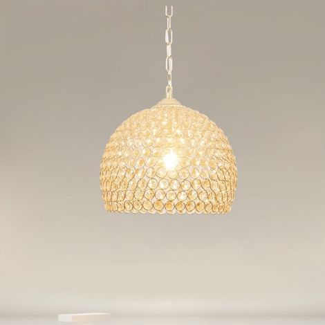 Trade Shop - GOLDENE HALBKUGEL-HÄNGELAMPE MIT EINGELEGTEN KRISTALLEN E27 32958 -
