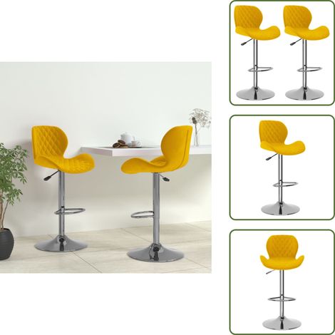 vidaXL Tabourets de bar lot de 2 jaune moutarde velours (1/5)
