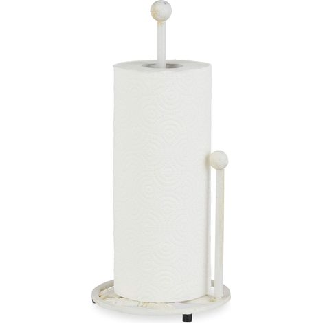 Support de Rouleau Pieds, Fonte de Fer, Porte-sopalin Retro, Style Rustique, Hauteur: 33 cm, Blanc, Weiß (1/5)