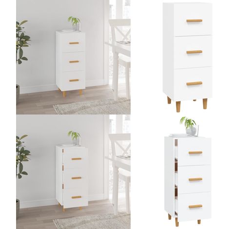 Sideboard Weiß 34,5x34x90 cm Holzwerkstoff - Holzschrank - Holzbeine (1/5)