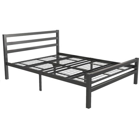 Cama de matrimonio metálica con Cabecero  Color Negro  Modelo Niki  Para Colchón de 135x190