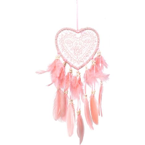 Dream Catcher - Coeur Creux en Plumes - Décoration Murale pour Intérieur Bureau - Mobile Éolien - 1 Pièce (1/5)