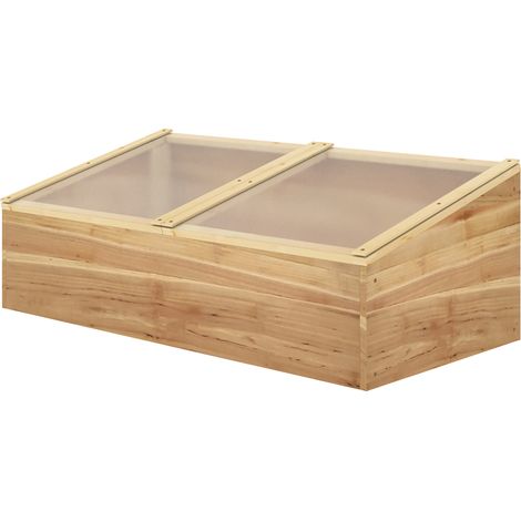 Outsunny Gartengewächshaus für Setzlinge, 100 x 50 x 36 cm, geöltes Tannenholz, Öffnung, Polycarbonatdach (1/5)