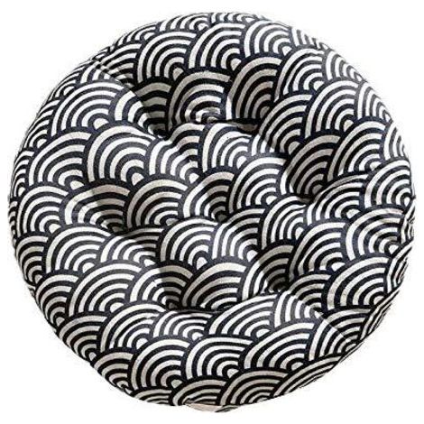 Galette de Chaise Ronde, 100% Coton et Lin - Confortables - Coussins épais et Respirants 40 40 6cm