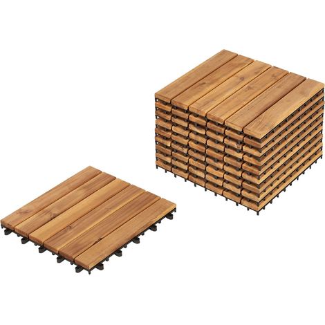 Pavimento in legno di acacia naturale per esterni con base in plastica resistente Accettura (1/5)