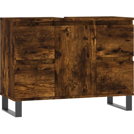 Armario de baño contemporáneo con almacenamiento 80 x 33 x 60 cm madera contrachapada roble ahumado 020049084 (1/5)