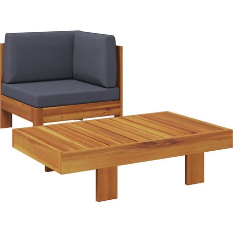vidaXL Set Divani Giardino 2 pz con Cuscini Grigio Scuro Legno Acacia (1/5)