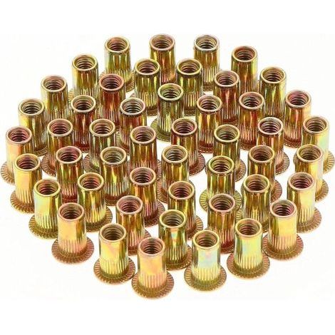 150 Pièces Écrou à Rivet M5 Fileté à Tête Plate, Écrous à Riveter Fileter, Assortiment M5 Rivet Inserts Filetés pour Métal Plastique (10 mm x 13 mm) (1/5)