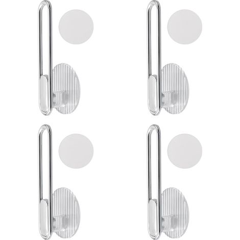 Lot de 4 crochets auto adhésifs en forme de L pour embrasses de rideaux Crochets muraux sans perçage Crochets multi usages pour la maison (1/5)