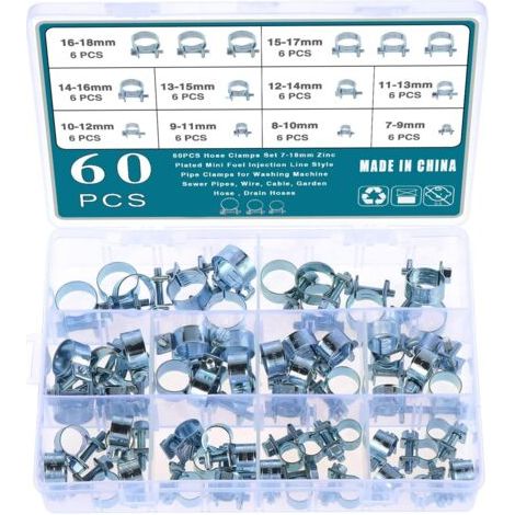 Lot de 60 colliers de serrage en silicone galvanisé pour tuyau de carburant (1/5)