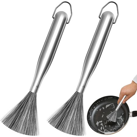 Lot de 2 brosses à casseroles en Acier Inoxydable 304, Outils de Nettoyage en Acier Inoxydable, faciles à Nettoyer, idéales pour éliminer Les Taches de Cuisine, Cadeaux pour Maman (1/5)
