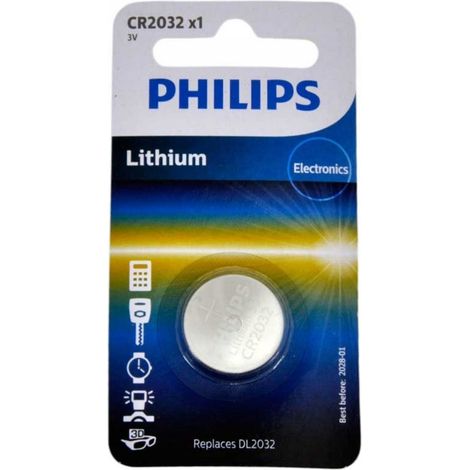Batteria Philips CR2032 3V al litio, 1 pezzo