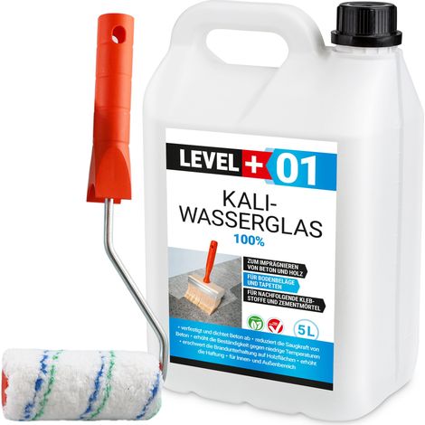 LEVEL+ Kaliwasserglas 5L Unverdünnt + Farbroller 10cm L+01