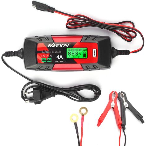 Chargeur de batterie de voiture, chargeur et mainteneur de batterie, chargeur de batterie automatique intelligent 6 V/12 V 4 A, avec écran LCD, chargeur de réparation d'impulsions (1/5)