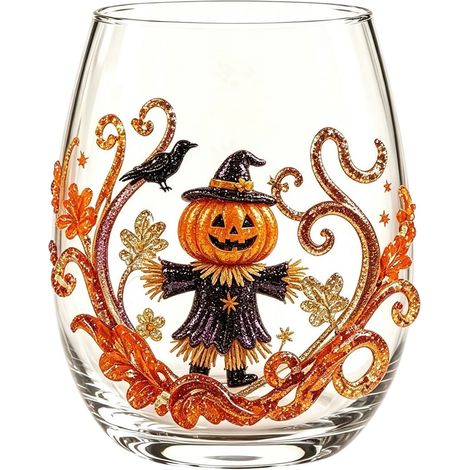 Mundgeblasenes Whiskyglas, Halloween-Design (1/2)