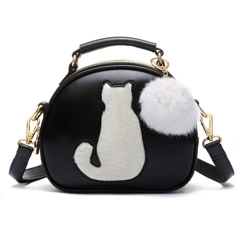 Petit sac rond portable étanche en cuir PU (noir) (1/3)