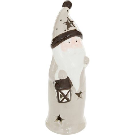 Papá Noel luminoso con LED, de cerámica color topo, 23 cm de altura - Feeric lights & christmas (1/2)