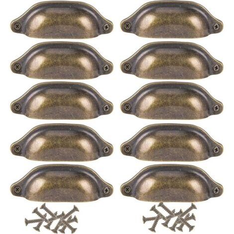 Lot de 10 poignées décoratives pour tiroirs de meubles, 98 mm - Bronze (1/5)