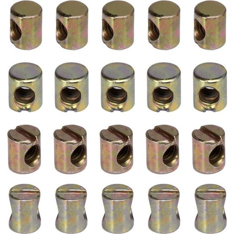 Lot de 20 écrous M6 à fente pour meubles, chaises, lits, berceaux (1/5)