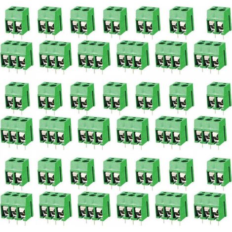 100 pcs PCB Vis Connecteur, Bornier à Souder Vert 5mm, Bornier à Vis de PCB Circuit Imprimé 2 Broches (Pin) et 3 Broches (Pin) (1/5)