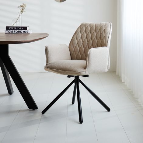 Chaise de salle à manger pivotante Novan bouclé beige (1/5)