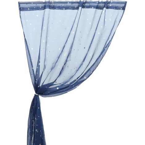 Rideaux Voilages pour Fenêtre de Chambre en Polyester Respirant Motif Étoiles Argentées, Panneaux Décoratifs Élégants pour Café ou Buanderie (1/5)