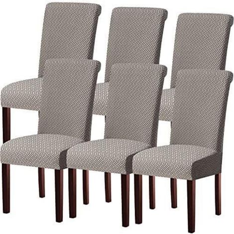 Stuhlhussen 6er Set, Stretch Hussen für Schwingstühle, abnehmbar, waschbar, hellgrau (1/5)