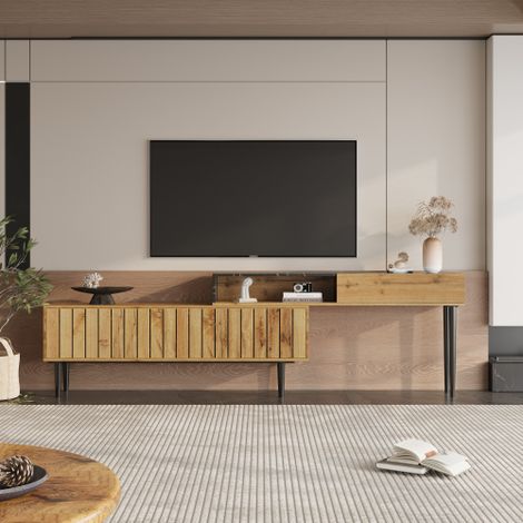 Meuble TV modulable - 4 compartiments - Noir & Naturel (1/5)