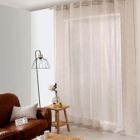 Rideau Voilage XXL Effet Lin "Maya" 300x240cm Naturel