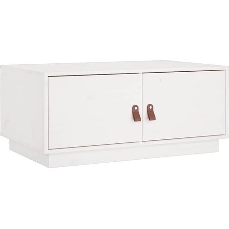 Maison Exclusive - Tavolino da Salotto Bianco 80x50x35cm in Legno Massello di Pino (1/5)