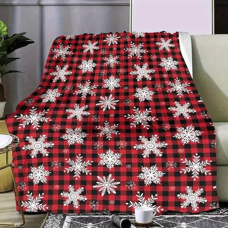 Plaid - Couverture De Noël En Flocons De Neige - 70 x 100 cm - Polyester - Pour Canapé Chambre Lit - 1 Pièce (1/5)