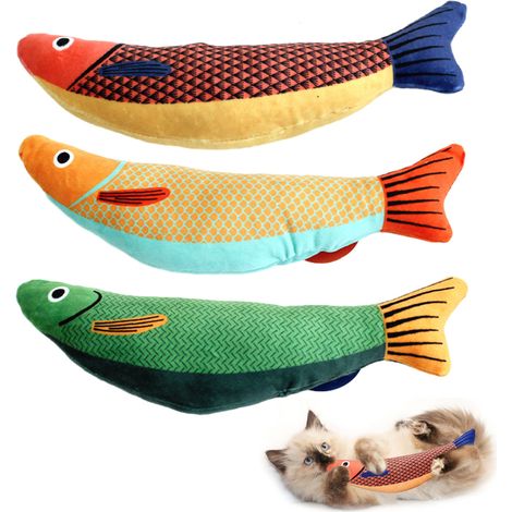 3 Jouets Chat Poisson, Herbe à Chat Bio, Son Froissement, Peluche Douce, Exercice Intérieur (1/5)
