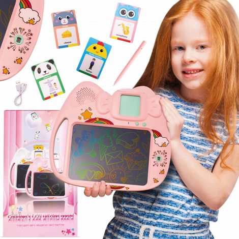 Zeichentablett znikopis Kartenleser zum Englischlernen 2 in 1 112 doppelseitige Karten rosa Sun Baby