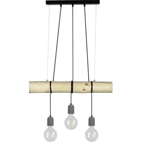 Suspension en Pin Naturel Design Scandinave Triple Douille TRABO CONCRETE (1/2)