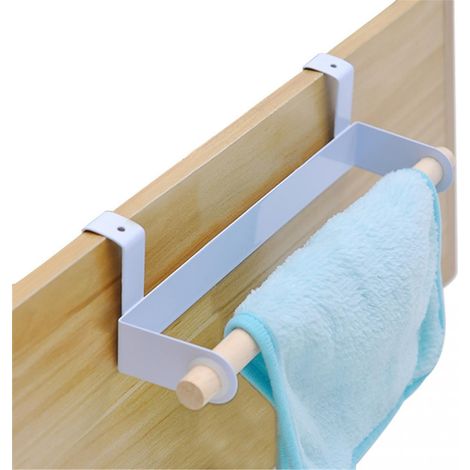 Support Pour Rouleau De Papier Essuie-Tout - Fixation Adhésive Sous Placard - En Fer Et Bois - 26 X 6 X 6 Cm - 1 Pièce (1/5)