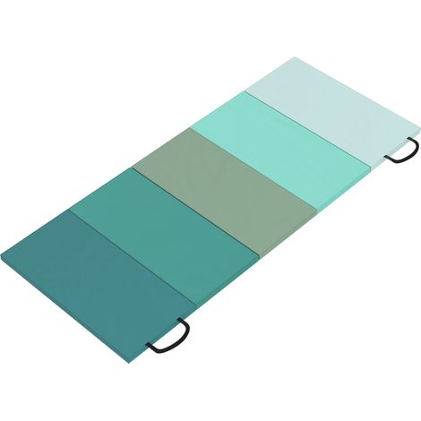 SPORTNOW Foldable 6FT Gymnastics Mat, 3.2 cm Thick Crash Mat, Mixed Green (1/5)