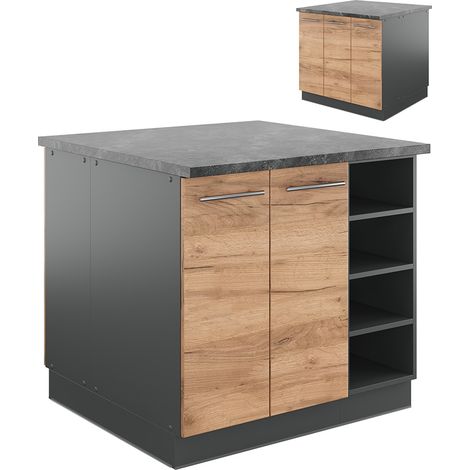 Îlot de cuisine Fame-Line, Chêne doré/anthracite, 90 cm sans plan de travail, Vicco (1/5)