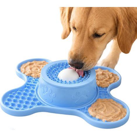 Lick Bowl Silikon Anti-Rutsch Starker Saugnapf Slow Feeder Schalen mit Leckmatte zum Essen Trinken Baden Haare Trocknen Nagel Trimmen (1/5)