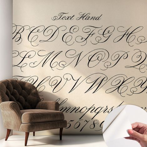Papier peint adhésif décoratif pour chambre et salon Design moderne à poser facilement Écriture calligraphique 250x250 cm (1/5)