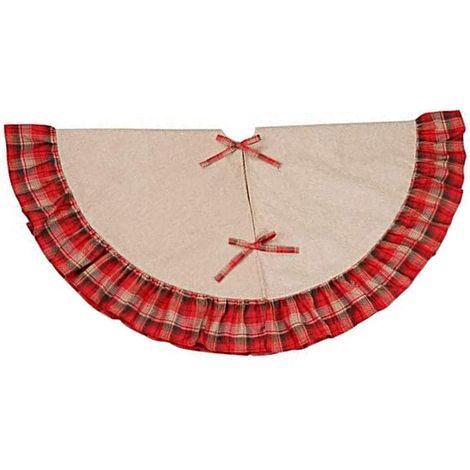 Jupe de Sapin de Noël en Lin, lot de 48, tapis de sol à carreaux rouges et noirs, décoration de fête de Noël (120 cm) (1/5)
