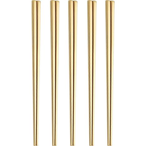 5 Paires de Baguettes en Acier Inoxydable 304 Qualité (1/5)