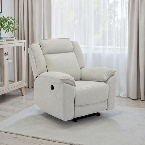 Skye Linen Electric Recliner Chair (Beige) (1/5)