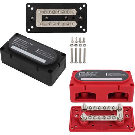 Barre de distribution électrique 2 pièces 48V CC 100A, boîtier robuste avec couvercle ignifuge pour voitures, camions, camping-cars, bateaux (1/5)