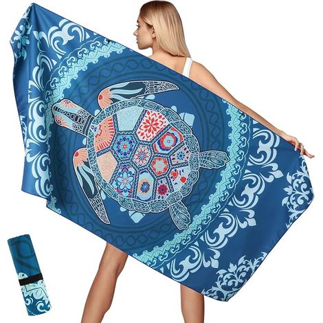 Beach Towel, 100 x 200 cm, Compact Sand-resistant Microfibre Towels, Lightweight Quick Dry, Mesh Bag Beach, Gym (1/5)