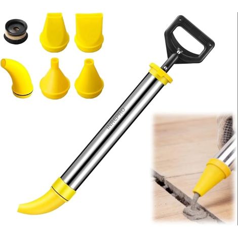 Pistolet à calfeutrer Pompe mortier avec buses Coulis de Ciment Seringue, Acier inoxydable épaissi (Jaune) (1/5)