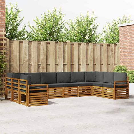 Ecksofa Set 10 pcs Natur und Anthrazit Massivholz Akazie
